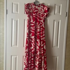 JODIFL Red and White Maxi Dress